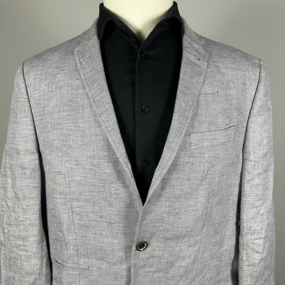 Marano Bird McNutt Linen Blazer Gray Slim Fit Mens XL 2 Button Resort Summer 44R